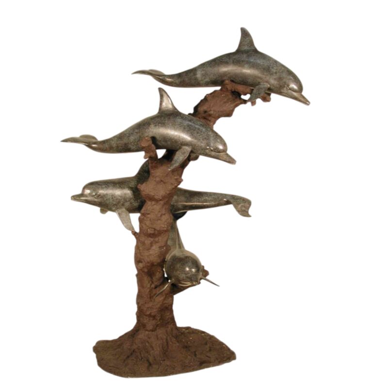 SRB054022 Bronze Four Dolphins Sculpture by Metropolitan Galleries Inc.