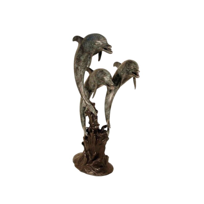 SRB056012 Bronze Three Dolphins Fountain Sculpture by Metropolitan Galleries Inc.