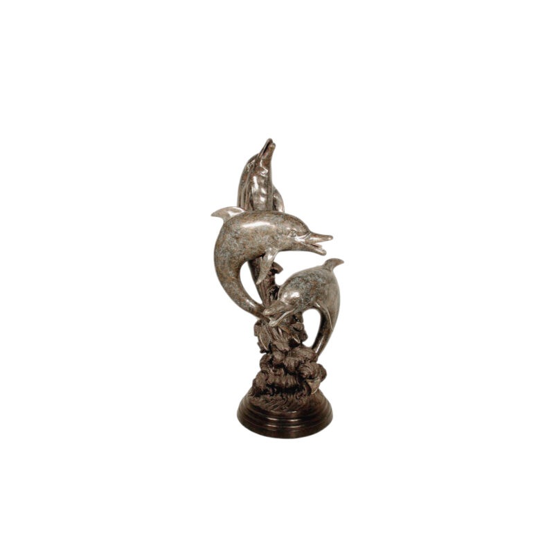 SRB056021 Bronze Three Dolphin Fountain Sculpture by Metropolitan Galleries Inc.