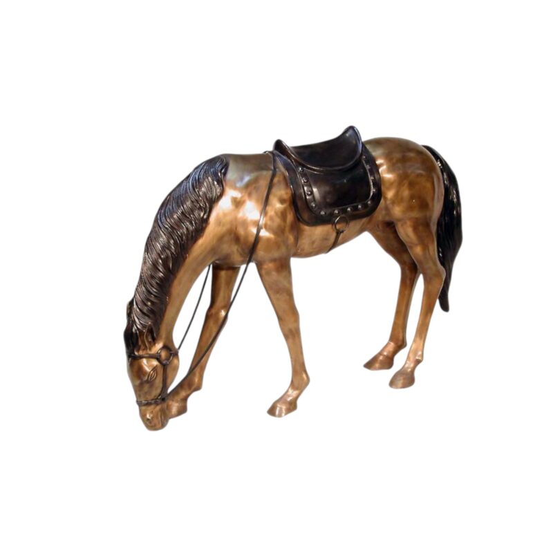 SRB056199 Bronze Standing Saddled Horse Sculpture by Metropolitan Galleries Inc.
