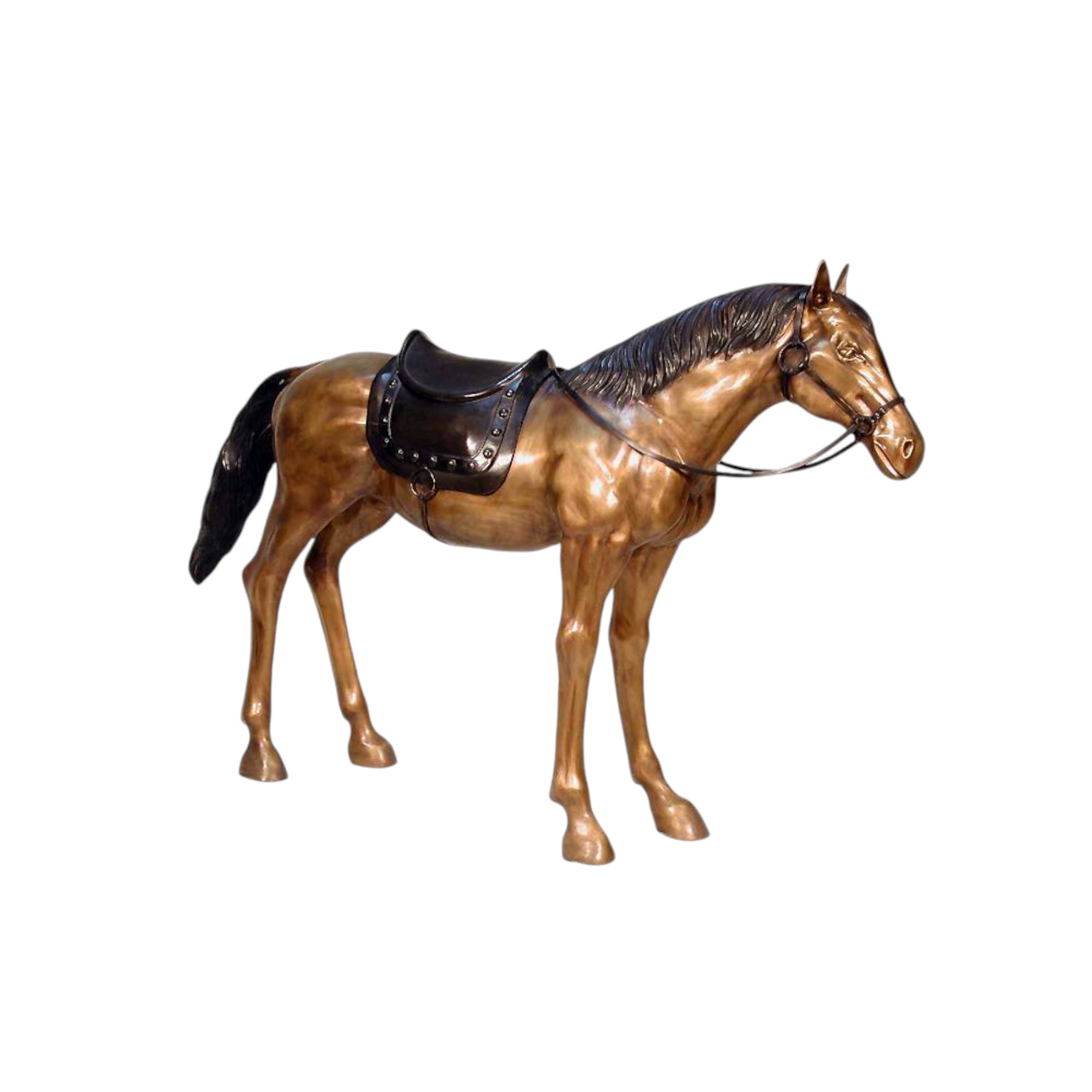 SRB056202 Bronze Standing Saddled Horse Sculpture by Metropolitan Galleries Inc.