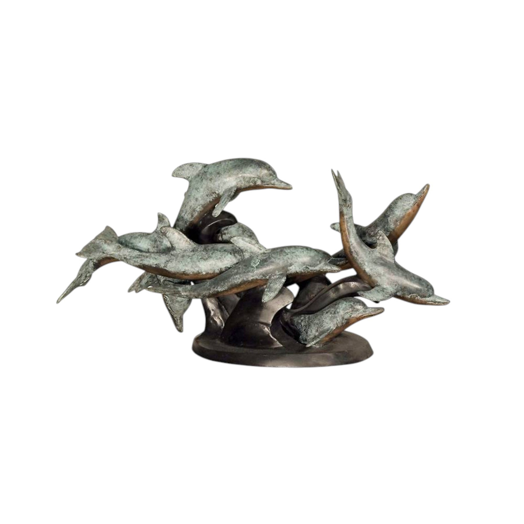 SRB056284 Bronze Nine Dolphins Table Base Sculpture by Metropolitan Galleries Inc.