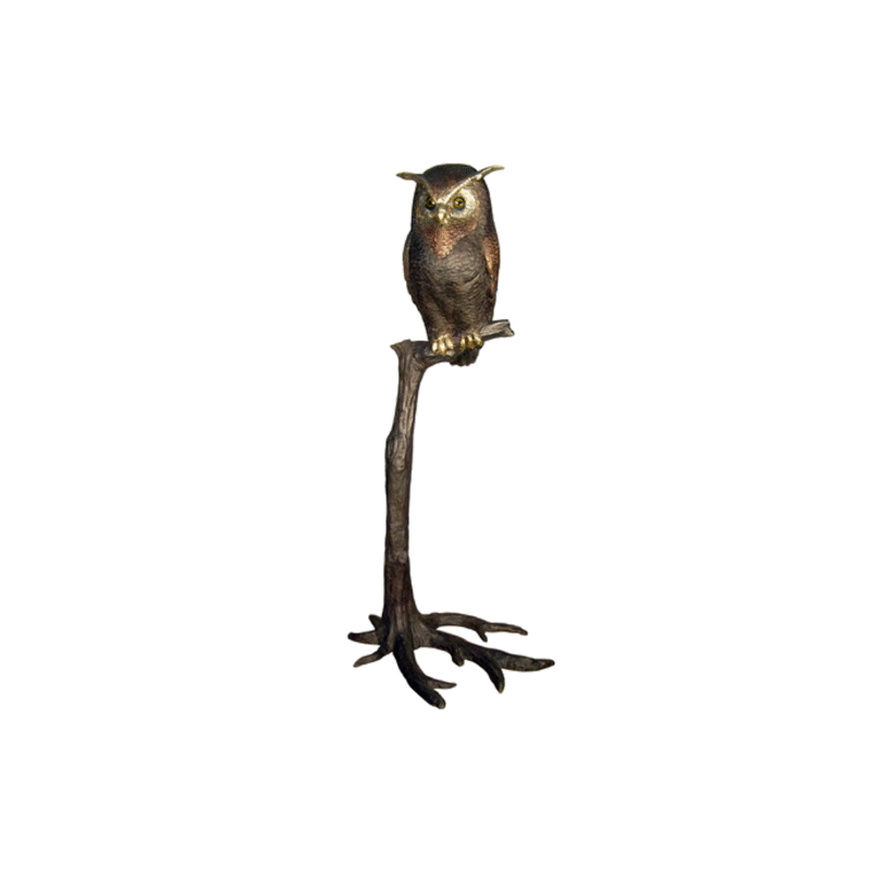 SRB057490 Bronze Owl on Branch Sculpture by Metropolitan Galleries Inc.