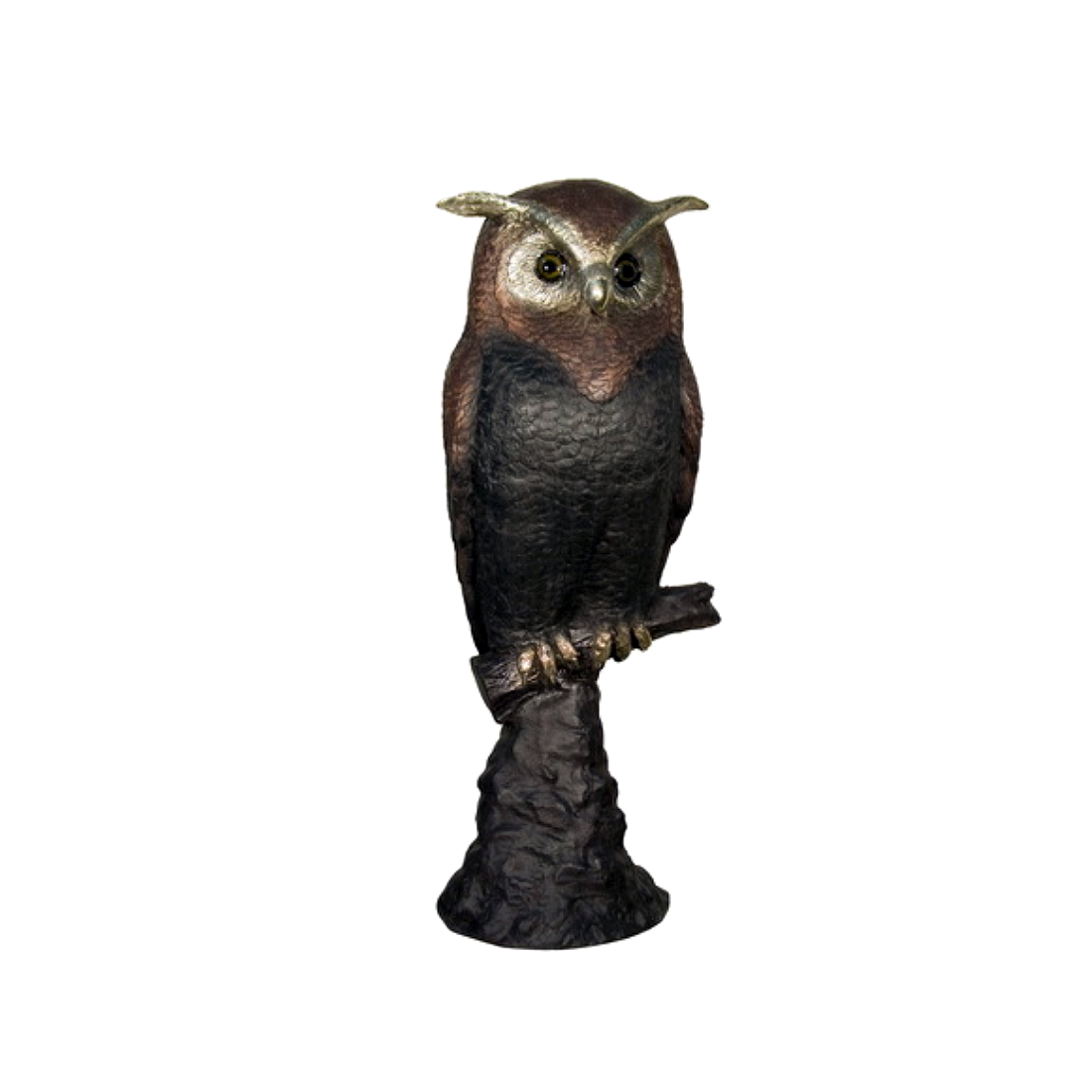 Bronze Owl on Small Branch Sculpture