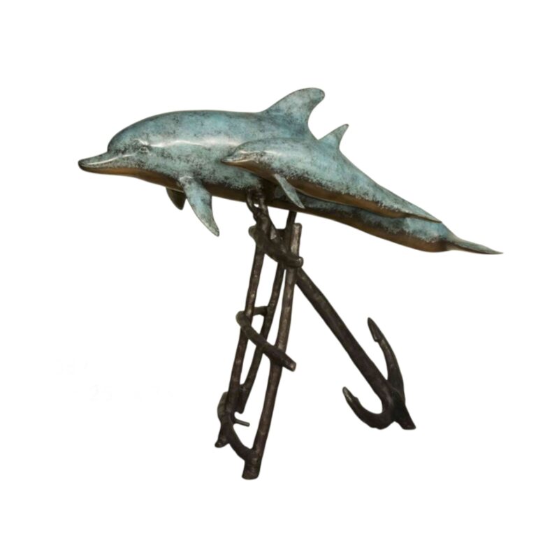 SRB057582 Bronze Dolphin with Anchor Sculpture by Metropolitan Galleries Inc.