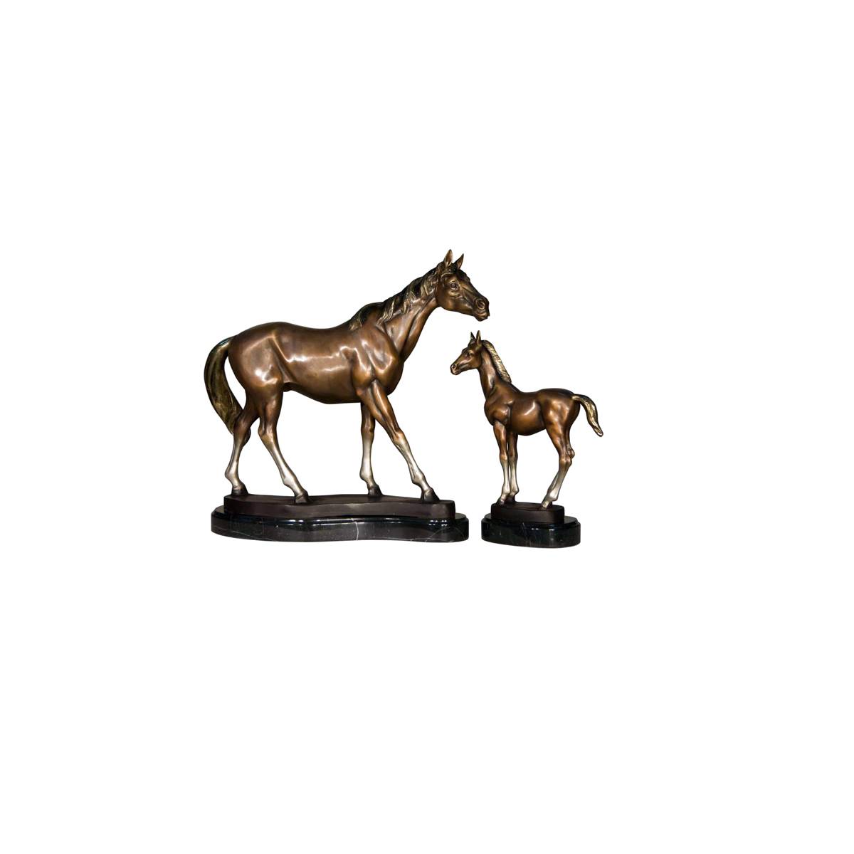 Bronze Horse & Foal Sculpture Set