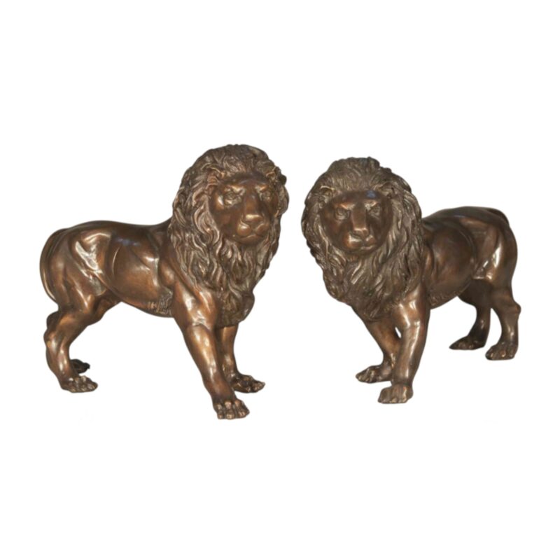SRB057852-54 Bronze Standing Lions Sculpture Set by Metropolitan Galleries Inc.
