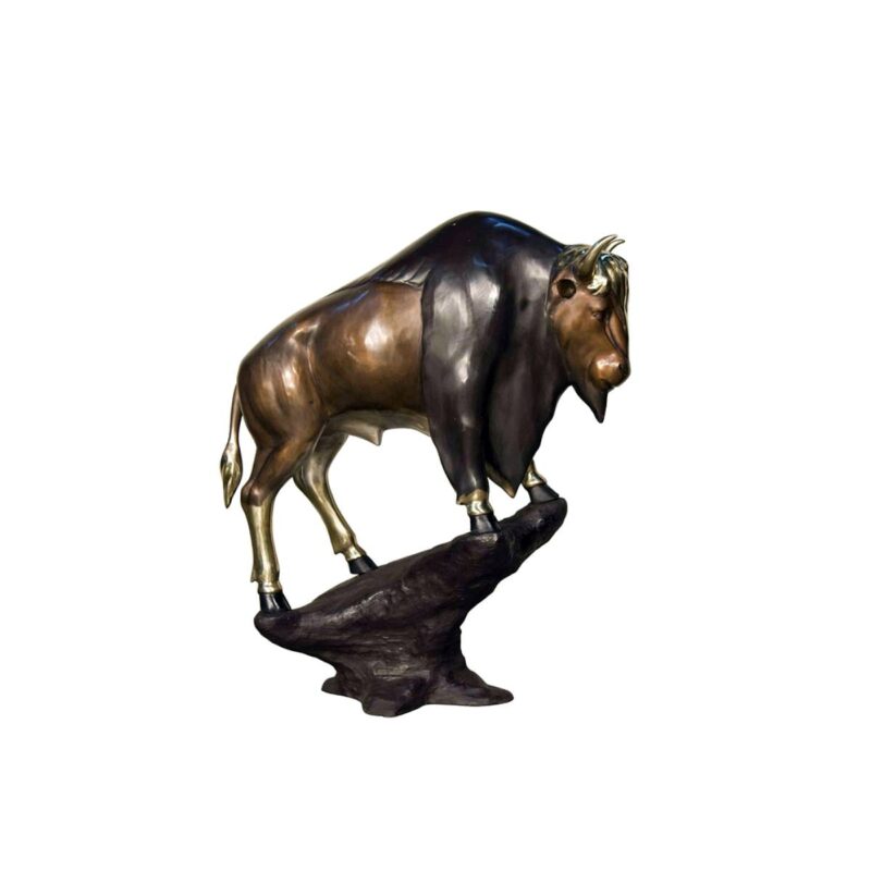 SRB058544 Bronze Bison on Rock Sculpture by Metropolitan Galleries Inc.