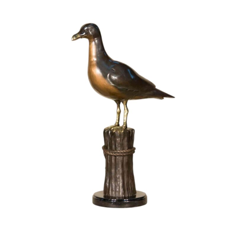 SRB058558 Bronze Seagull on Post Tabletop Sculpture by Metropolitan Galleries Inc.