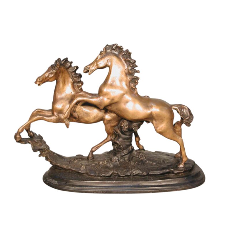 SRB074270 Bronze Two Horses Frolicking Tabletop Sculpture by Metropolitan Galleries Inc.