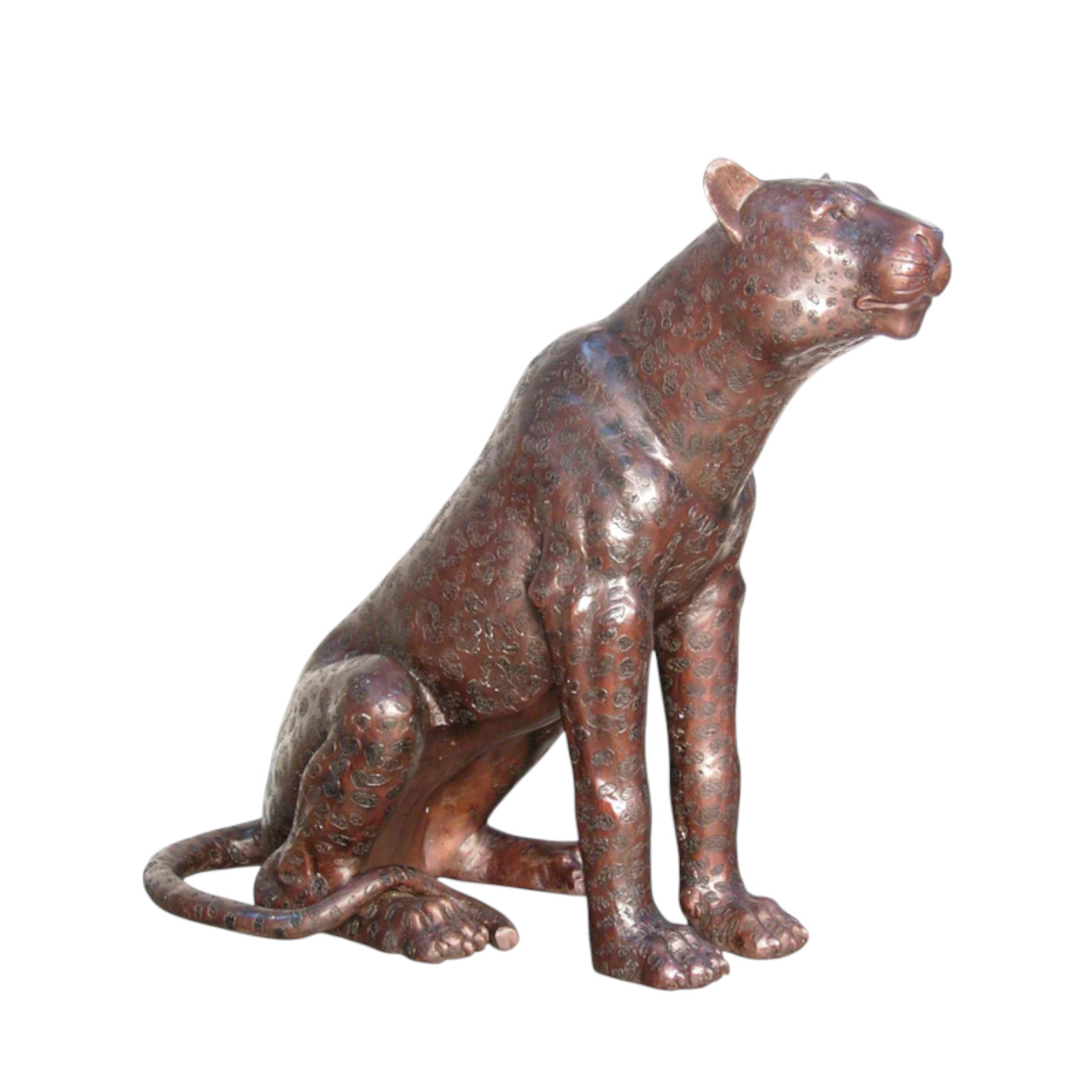 SRB075044 Bronze Sitting Leopard Sculpture by Metropolitan Galleries Inc.