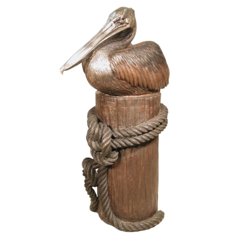 SRB081025 Bronze Pelican Roosting on Post Sculpture by Metropolitan Galleries Inc.