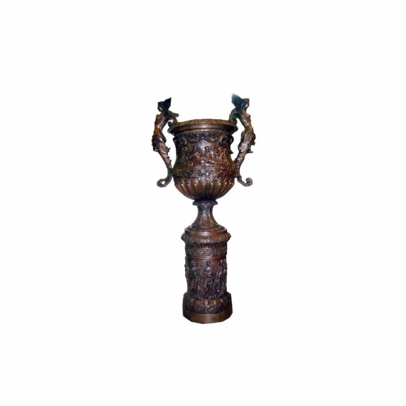 SRB703409-BR Bronze Urn with Angel Handles Sculpture by Metropolitan Galleries Inc.