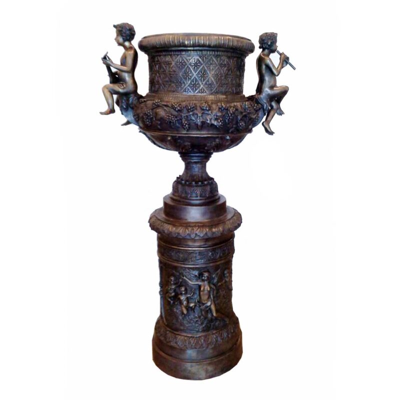 SRB707293 Bronze Urn with Cupids Sculpture by Metropolitan Galleries Inc.