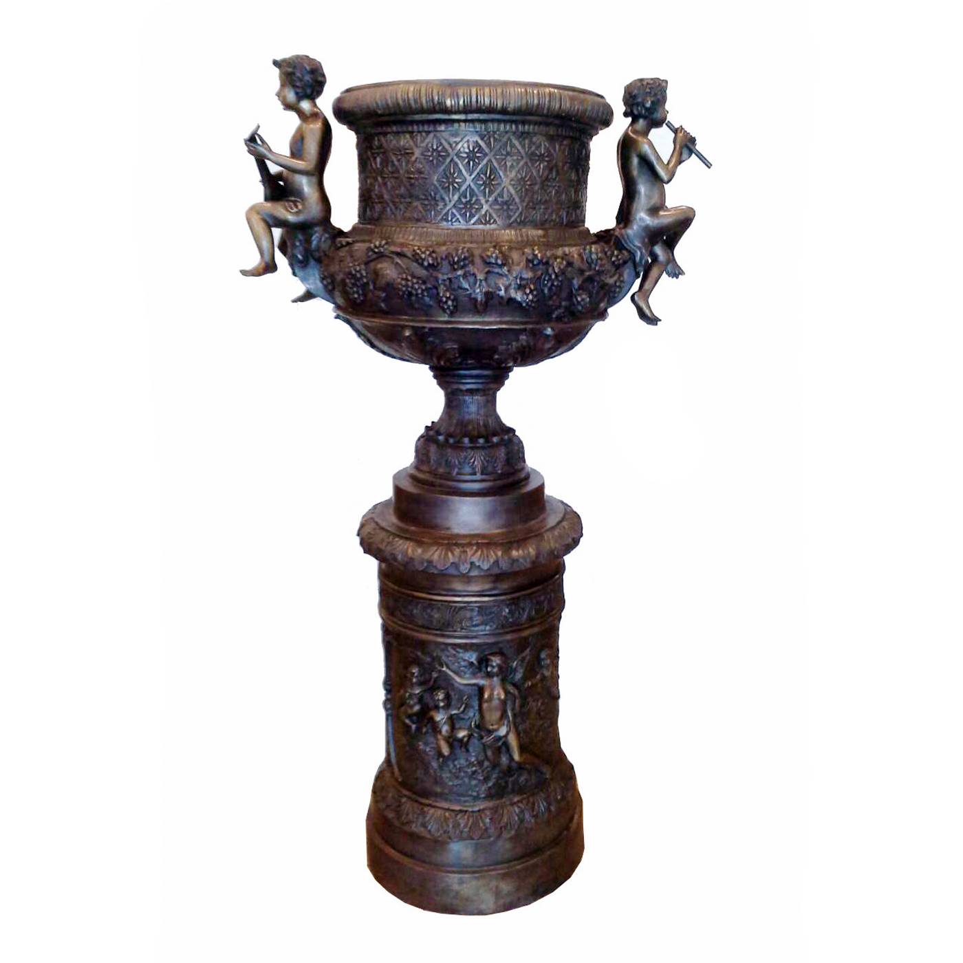 SRB707293 Bronze Urn with Cupids Sculpture by Metropolitan Galleries Inc.